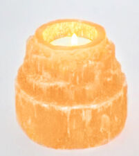 CHARGED Selenite Tower Candle Holder Orange Crystal Protection Meditation Healin picture