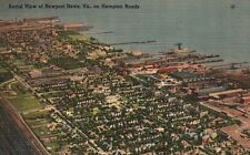 Vintage Postcard 1947 Aerial View Of Newport News On Hampton Roads Virginia VA picture