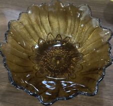 Vintage Indiana Carnival Glass Bowl ~ Sunflower Amber Iridescent *T picture
