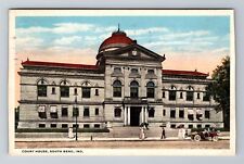 South Bend IN-Indiana, Court House, Ladies & Gent, Vintage c1919 Postcard picture