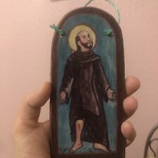 Religious Saint Painted On Wood Hanging Mini Original Art picture