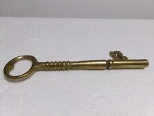 Vintage Solid Brass Skeleton Barrel Key Replica Large Dungeon Reproduction picture