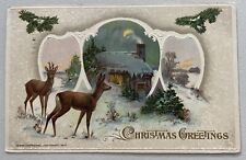 1912 John Winsch Christmas Greetings Winter scene vintage postcard picture