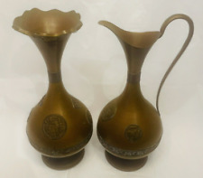 2 VTG Copper & Brass Pitcher & Vase 10
