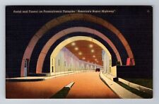 PA-Pennsylvania, Night View Portal & Tunnel On The PA Turnpike, Vintage Postcard picture