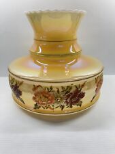 Vtg  Replacement Hurricane Floral Lamp Shade Iridescent Luster Glass 7.5