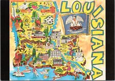 Postcard Map Louisiana cities and tourist attractions picture