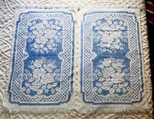 Vintage 2 Bath Towels Tastemaker JP Stevens Blue White Reversible Trellis Roses picture