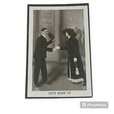 Postcard RPPC Couple Lets Make Up Romantic Vintage A157 picture