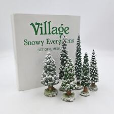 Vintage Department 56 Dickens Village Snowy Evergreens Set of 6 Medium picture