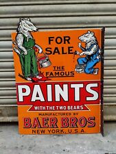 Vintage, heavy and rare Baer Bros Paints sign - Double sided with flange picture