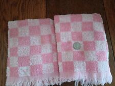 LOT 2 VINTAGE CANNON SHABBY CHIC PINK CHECK BATH TOWELS picture