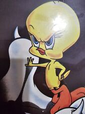 Vintage Rare  Looney Tunes  Fearless Tweety Poster And Glass  6x6 picture