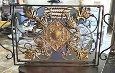 BEAUTIFUL METAL IRON? SCROLLED LE FLEUR DE LIS DESIGN HANDLED SERVING TRAY picture