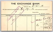 Oshkosh Wisconsin~Exchange Bank Postal~H Eilers Cashier~1916 picture