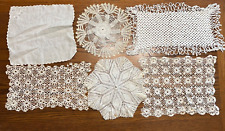 Lot of 6 Vintage Hand Crocheted Doilies Mats Lace Mixed Wedding Cottage Core picture