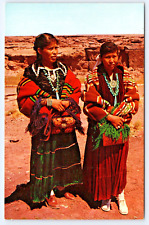 Postcard Native American Indian Southwestern Navajo Girls Attire Jewelry A20 picture