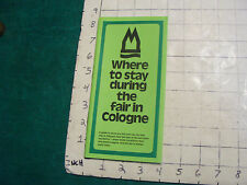 Vintage CLEAN brochure: Where to stay during the Fair in Cologne 1975 picture