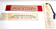 Vintage Bible Bookmark God is Love Cross Stitch & John 3:16 Bookmark picture