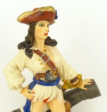 Pirate Girl Statue with Cannon and Treasure Chest 1997 Resin Summit Collections picture