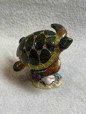 Jeweled / Enameled Turtle on Coral Hinged Trinket Box picture