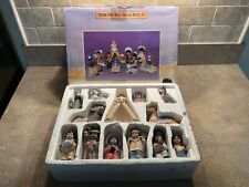 Beautiful 13 Piece Native American Indian Nativity Set Scene Porcelain In Box picture