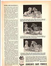 1937 Print Ad Johnson's Baby Powder Mrs Zebra Uncle Dudley Little Colt Plush picture
