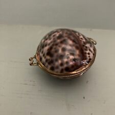 Vintage Genuine Real Clam Cowry Sea Shell Hinged Jewelry Trinket Box picture