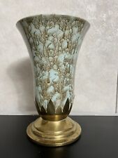 Porcelain  Blue with Gold Trim Vase Vintage Marble-look. Used/ PreOwned picture