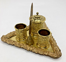 PUJA Gold Plated Brass Pooja Thali Plate with Brass Bell Pooja Aarti Thali Set picture
