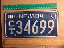 License Plate, Nevada, 1961, raised shape of state, CT (truck) 34699 picture
