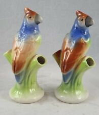 2 Vintage Porcelain Parrot Flower Frogs picture
