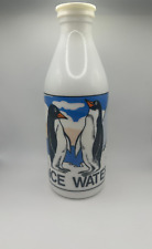 Vintage EGIZIA White Milk Glass Bottle w Penguins 