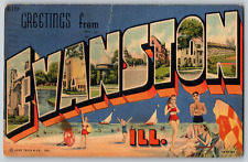 Evanston, Illinois IL - Large Letter Greetings - Vintage Postcards Posted picture