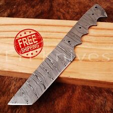 CUSTOM HAND FORGED DAMACUS STEEL HUNTING TANTO SKINNER BLANK BLADE KNIFE 282 picture