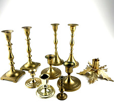 Mixed Lot of 10 Vintage Brass Candlesticks Holders Patina/Cond/Size Varies picture
