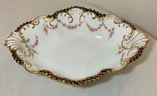 antique hand painted gilded Staffordshire porcelain centerpiece fruit bowl picture