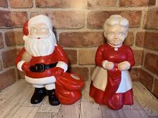 Vintage Mr and Mrs Santa Claus 1969 Heavy Ceramic Mold Figures 10” Emporia KS picture