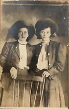 RPPC Harper Oklahoma Two Pretty Young Girls Real Photo Postcard 1909 picture