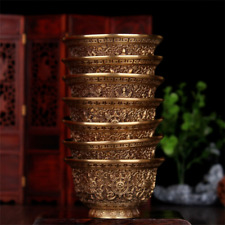 7 pcs Tibet Buddhist Mikky Copper Offering Water Bowl Cup Divine Focus Ritual picture