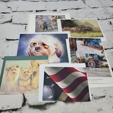 Vintage Greeting Cards Lot Of 6 Flag Dogs Kids At Beach Blank Inside Note Cards  picture