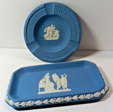 Wedgwood Jasperware Blue Trinket Dish 5.5 Inch & 4 Inch Ash Tray Mythological picture