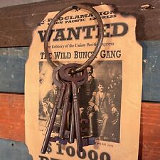 Iron Jailer Keys (5) Old West Vintage Style Antique Finish 5 Keys and Key Ring picture
