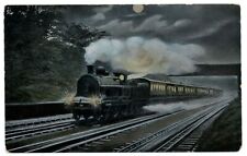 L&NWR London & Northwestern Railway ~ Irish mail train night moon c1910 picture
