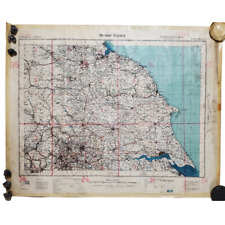 WW2 German England Flight Map Britain pilot plane Leeds UK Laminated North old picture