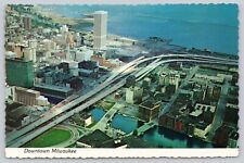 Postcard Milwaukee Wisconsin Aerial View of Heart of the Downtown Area picture