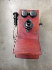 Vintage Antique Oak Wood Hanging Wall Telephone -  From 1915 picture