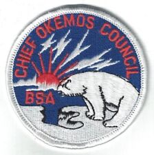 BSA Chief Okemos Council patch polar bear orange sun picture