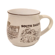 Vintage South Dakota Coffee Mug Cup Mount Rushmore Brown Wall Drugs Badlands  picture