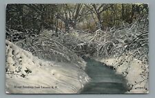 Winter Greetings from Laconia NH New Hampshire Snowy Brook Vintage Postcard 1912 picture